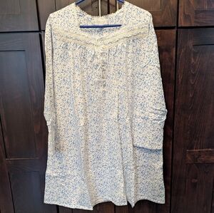 Eileen West Blue Floral Nightgown, XL